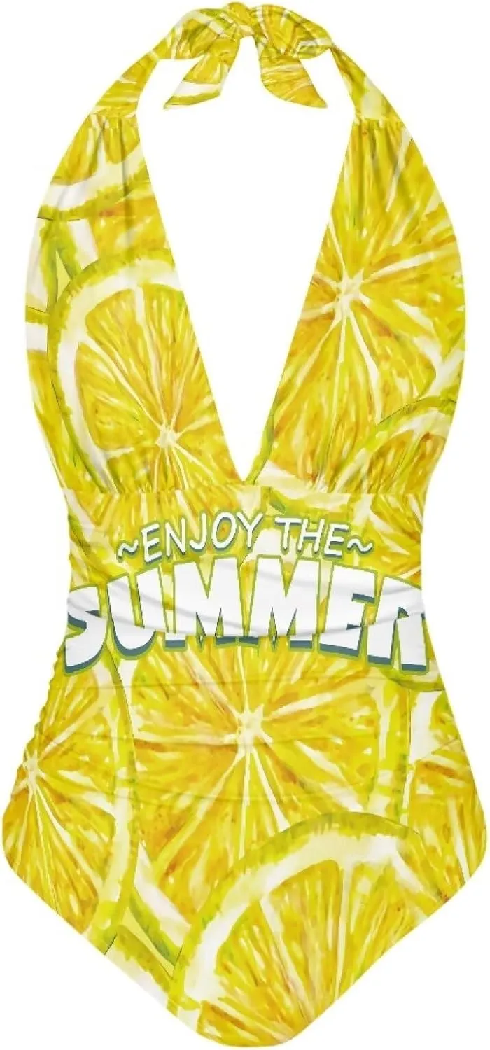 2024 Women's Tummy Control Swimwear One Piece Backless Beach Swimsuits Polynesian Print Beachwear Custom