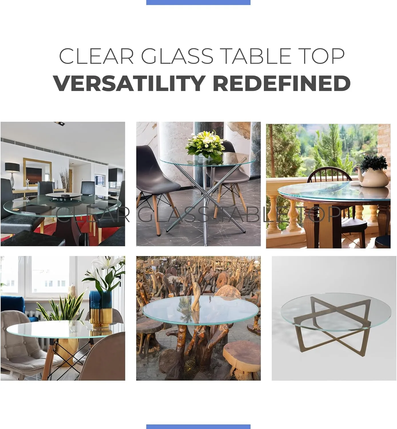 36" Inch Round Glass Table Top 1/4" Thick Flat Polish Edge Tempered by Fab Glass and Mirror