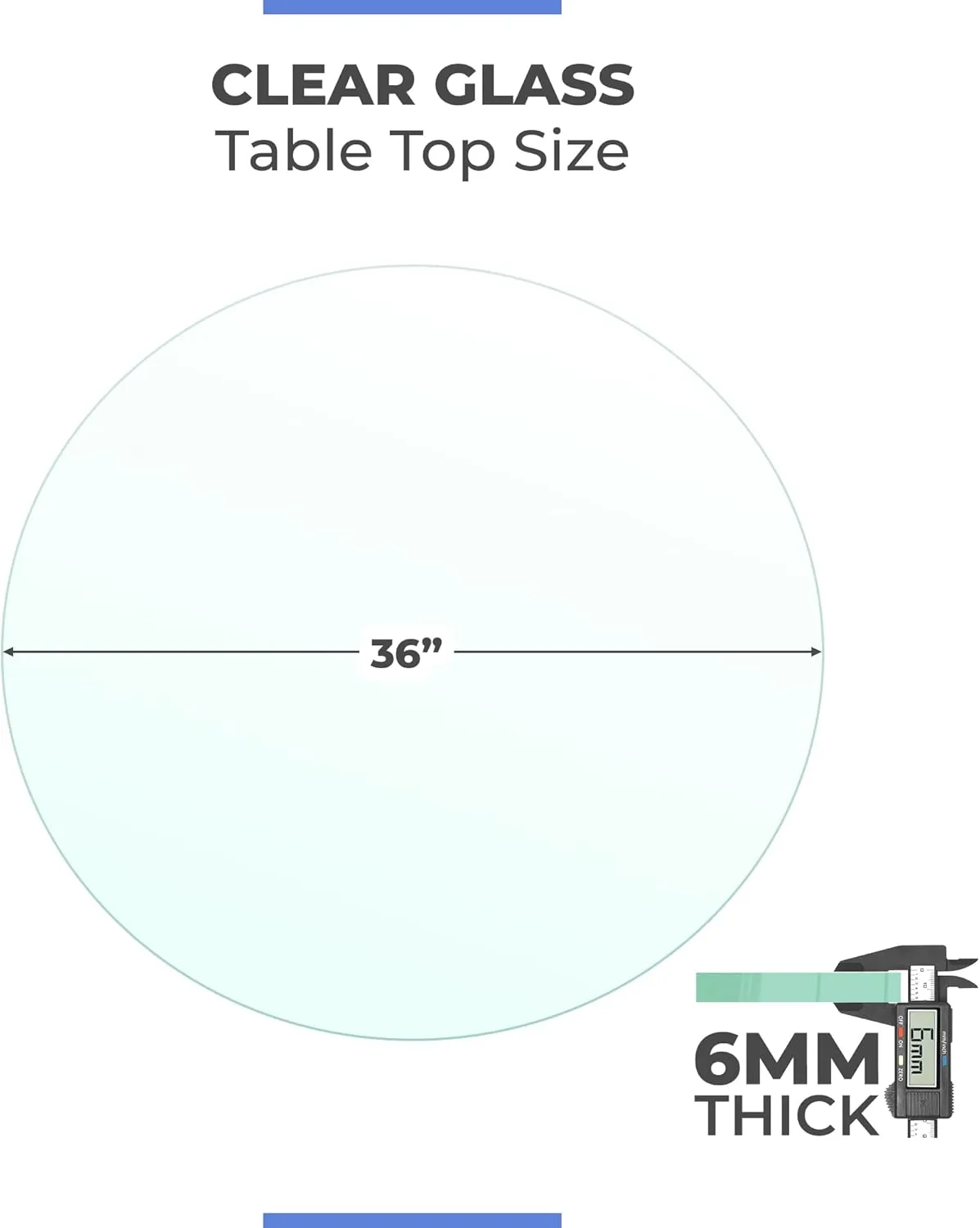 36" Inch Round Glass Table Top 1/4" Thick Flat Polish Edge Tempered by Fab Glass and Mirror