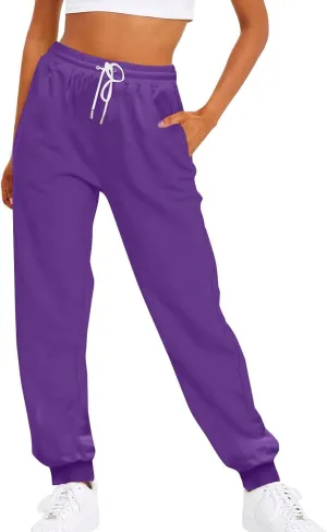 Active High Waisted Sweat Pants for Women Loose Fit with Pockets Workout Baggy Jogger Workout Lounge Bottoms