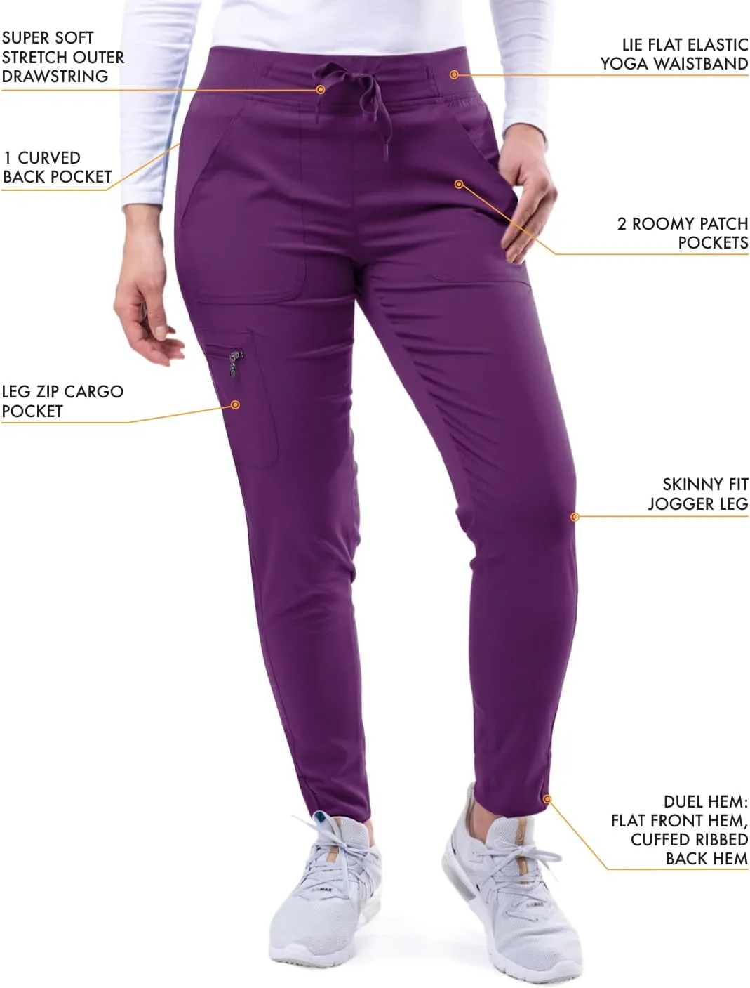 Adar Pro Scrubs for Women - Ultimate Yoga Jogger Scrub Pants