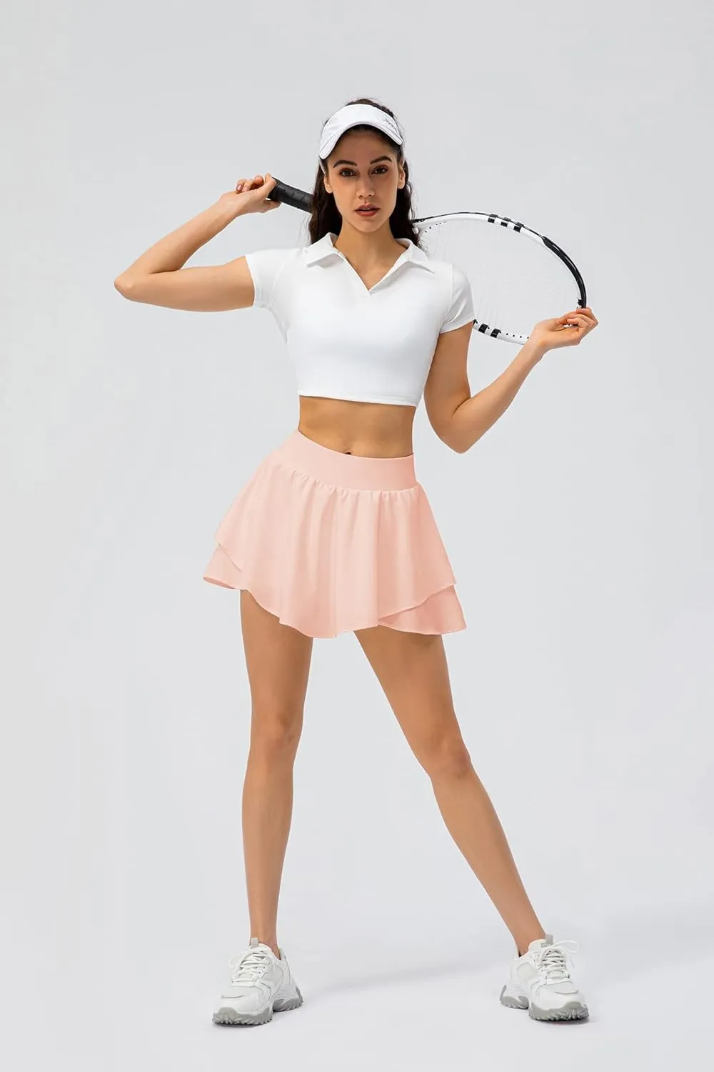 Amxiway Women's Pleated Mini Tennis Skirts with Shorts Flowy Golf Skort High Waisted Skorts Casual Athletic Workout