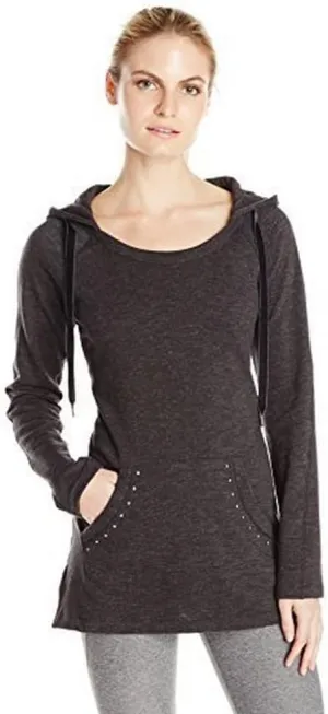Andrew Marc Sport Women's Marc New York Performance Speckle Slub French Terry L/s Hooded Tunic with Studs