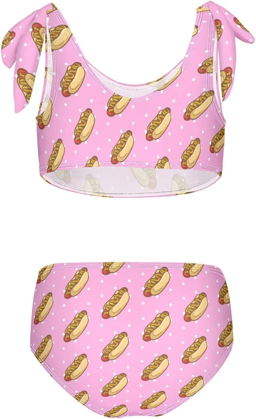Aslsiy Girl's Swimsuit Tow Piece Bikini Set Tankini Swimwear for Girl Size 3-12T