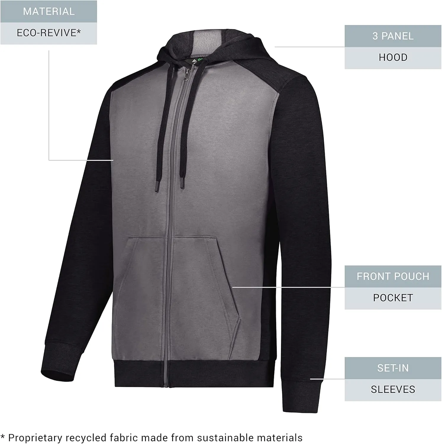 Augusta Sportswear Men's Three-Season Fleece Full Zip Hoodie