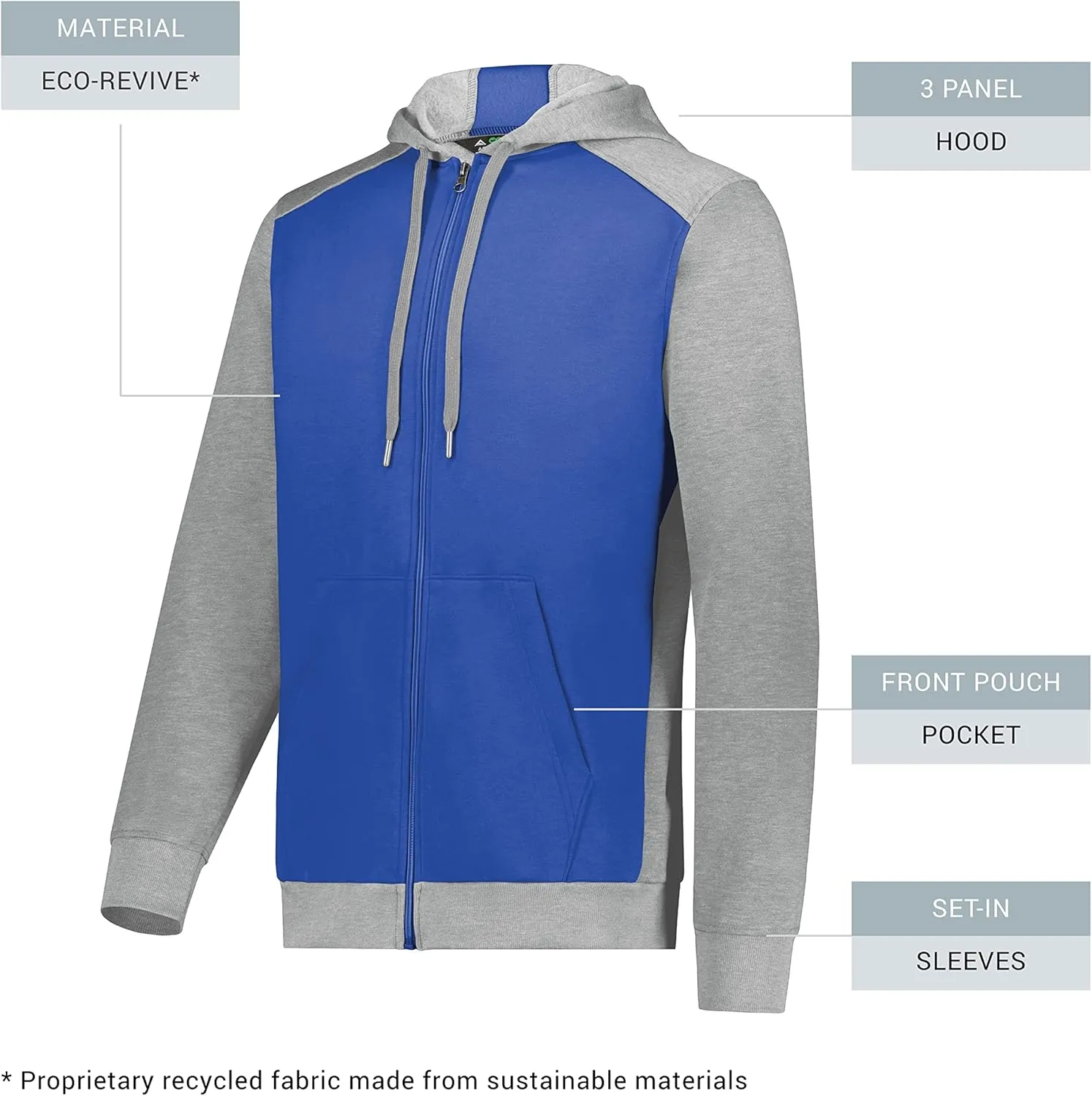 Augusta Sportswear Men's Three-Season Fleece Full Zip Hoodie