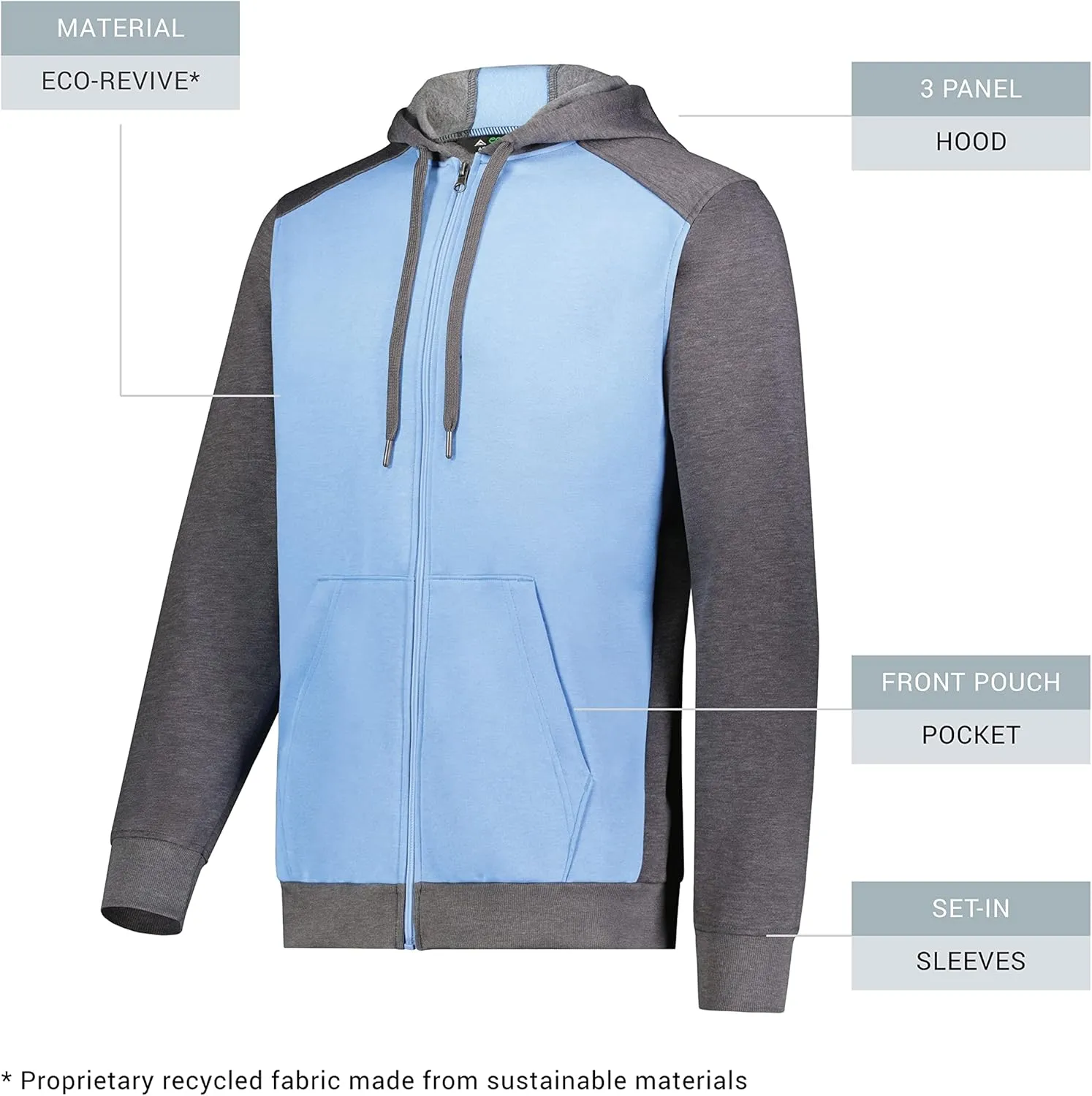 Augusta Sportswear Men's Three-Season Fleece Full Zip Hoodie