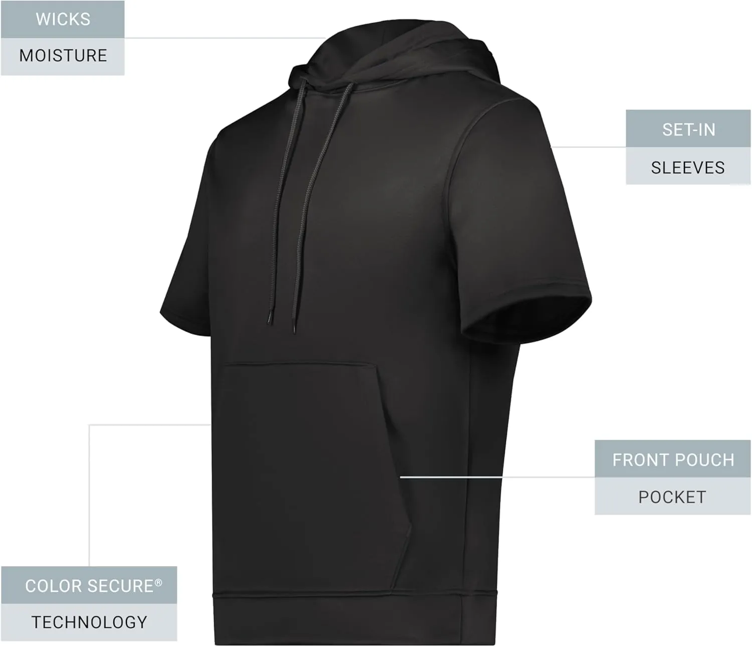 Augusta Sportswear Men's Wicking Fleece Short Sleeve Hoodie