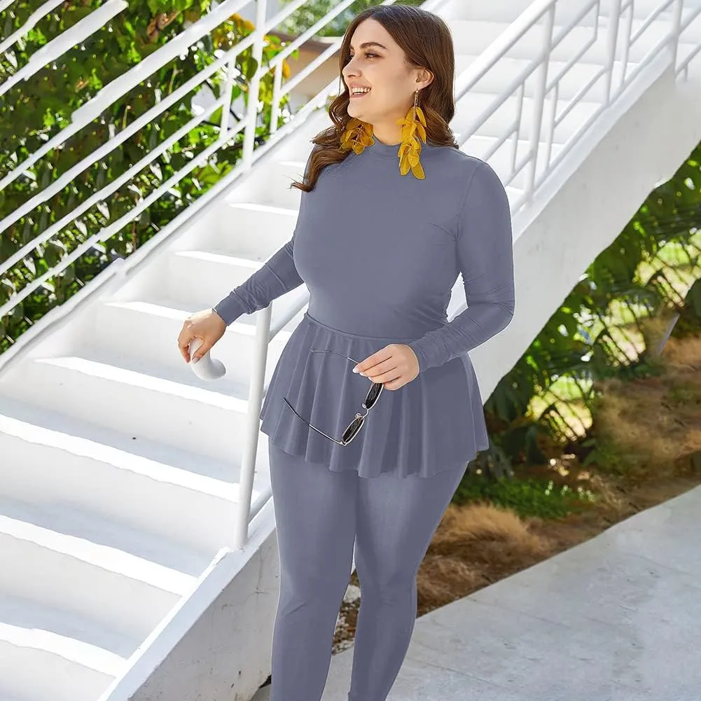 AWIBMK Muslim Swimsuits for Women Plus Size Full Coverage Swimwear Modest Islamic Hijab Ladies Swimming Burkini Bathing Suit