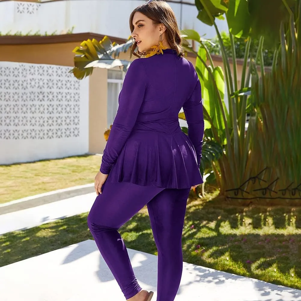 AWIBMK Muslim Swimsuits for Women Plus Size Full Coverage Swimwear Modest Islamic Hijab Ladies Swimming Burkini Bathing Suit