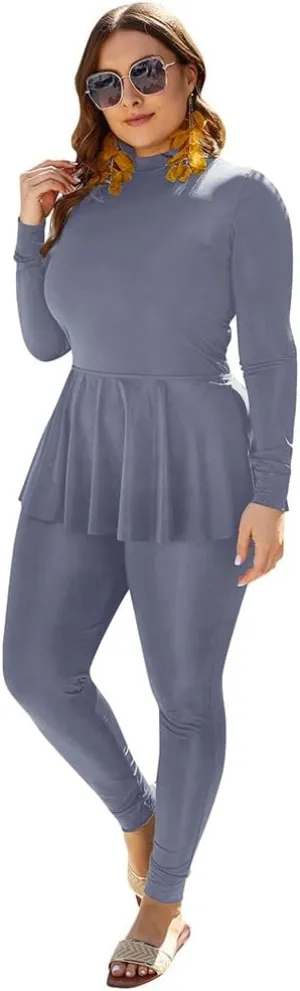 AWIBMK Muslim Swimsuits for Women Plus Size Full Coverage Swimwear Modest Islamic Hijab Ladies Swimming Burkini Bathing Suit