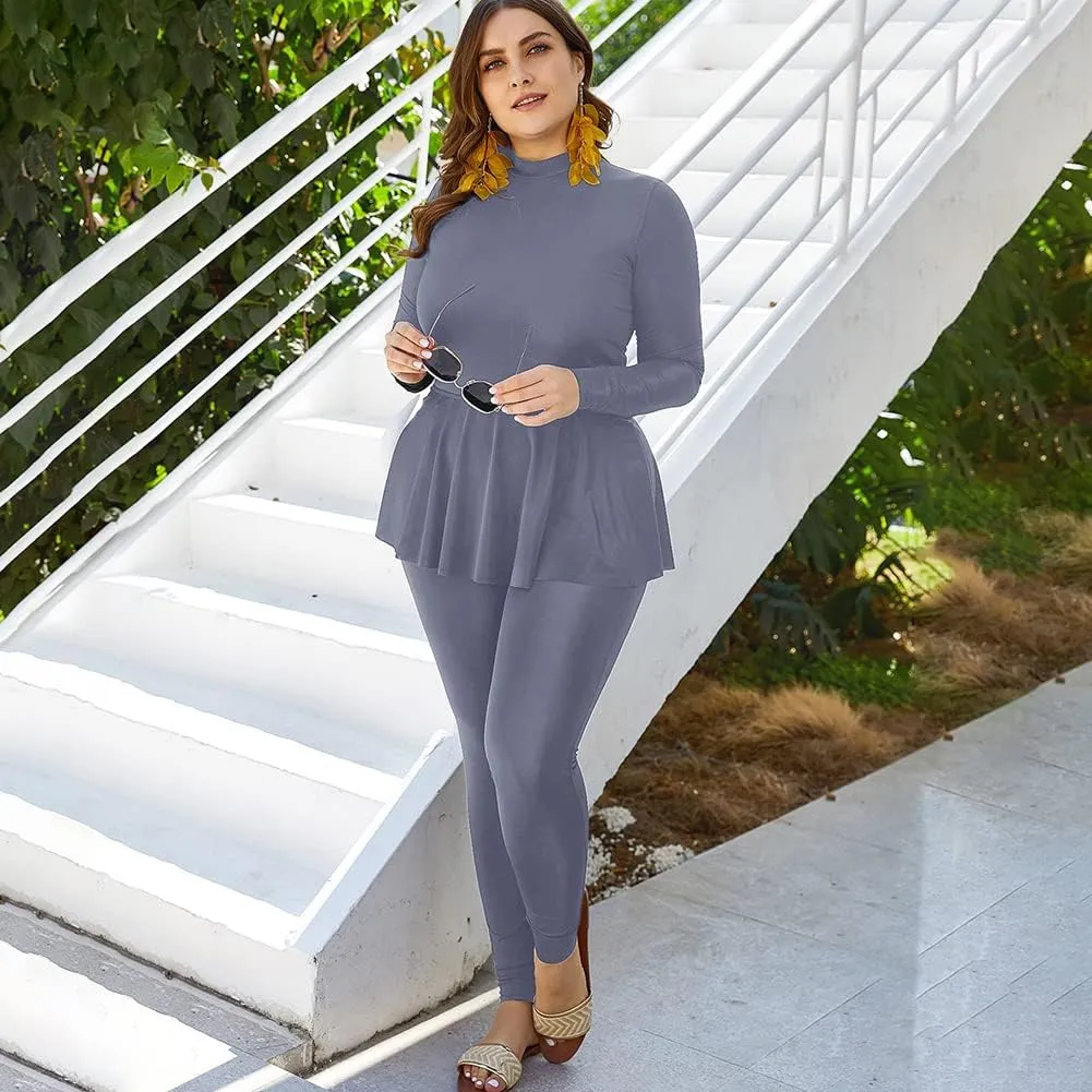 AWIBMK Muslim Swimsuits for Women Plus Size Full Coverage Swimwear Modest Islamic Hijab Ladies Swimming Burkini Bathing Suit