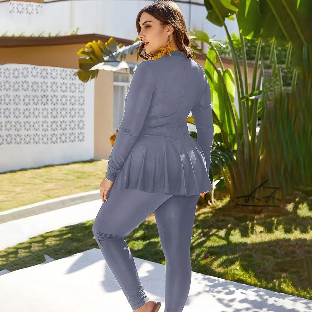 AWIBMK Muslim Swimsuits for Women Plus Size Full Coverage Swimwear Modest Islamic Hijab Ladies Swimming Burkini Bathing Suit