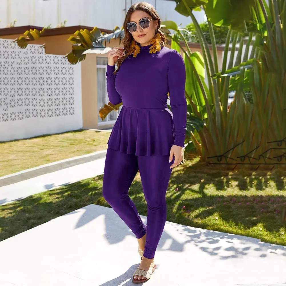 AWIBMK Muslim Swimsuits for Women Plus Size Full Coverage Swimwear Modest Islamic Hijab Ladies Swimming Burkini Bathing Suit