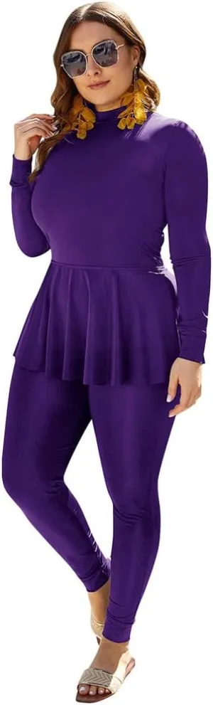 AWIBMK Muslim Swimsuits for Women Plus Size Full Coverage Swimwear Modest Islamic Hijab Ladies Swimming Burkini Bathing Suit