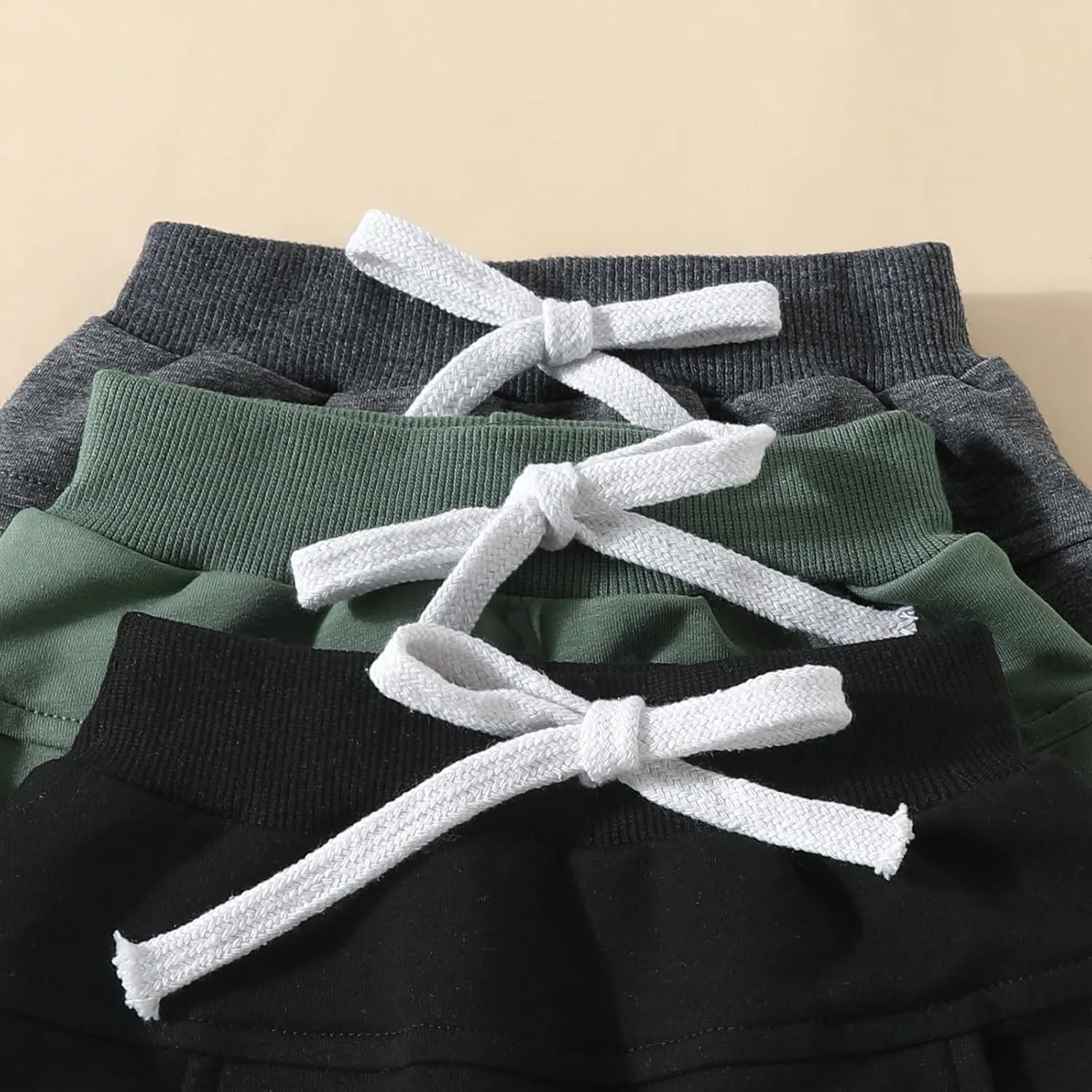Baby Boy 3-Pack Jogger Pants Active Harem Pant Solid Casual Sweatpants Drawstring Elastic Waist Trousers Bottoms