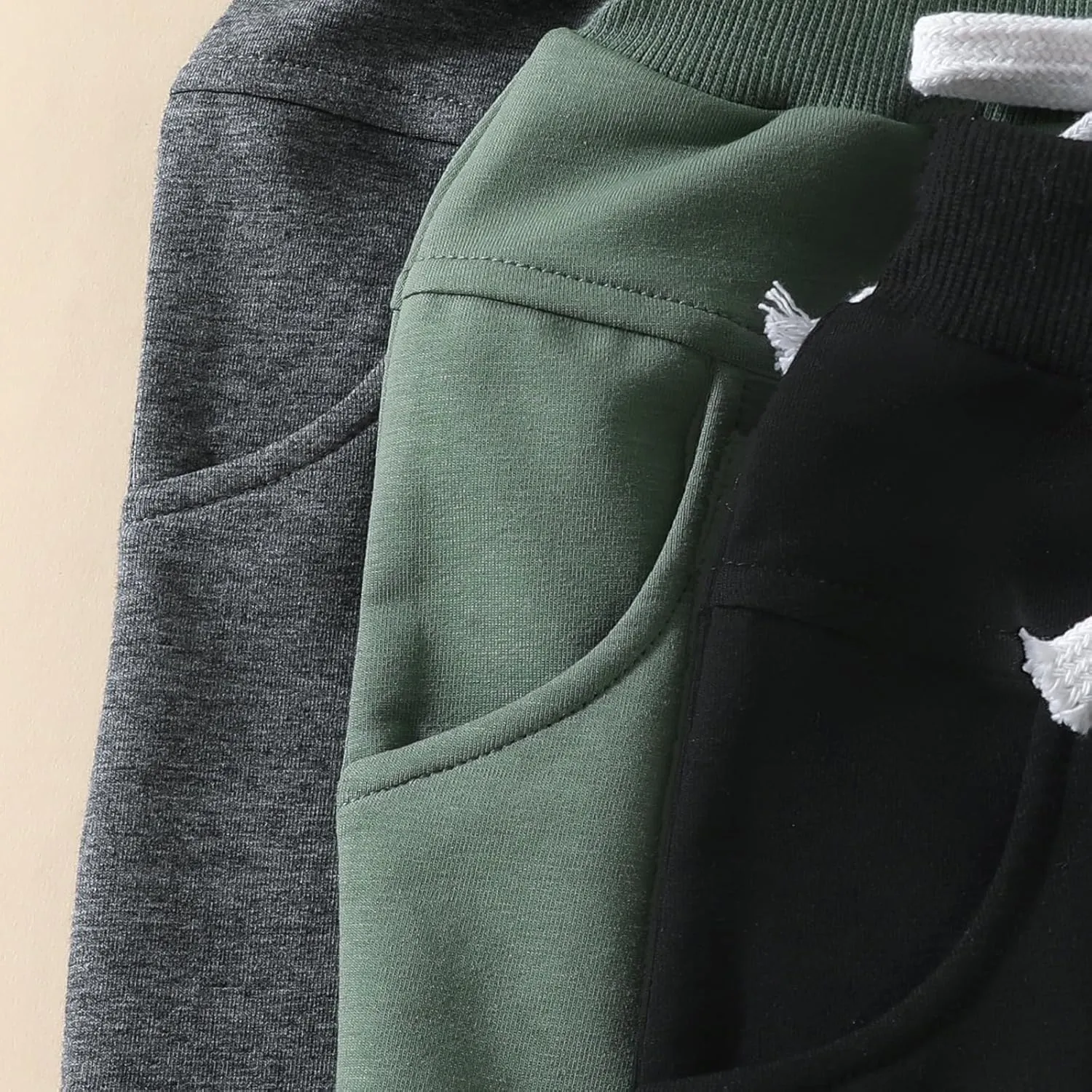 Baby Boy 3-Pack Jogger Pants Active Harem Pant Solid Casual Sweatpants Drawstring Elastic Waist Trousers Bottoms
