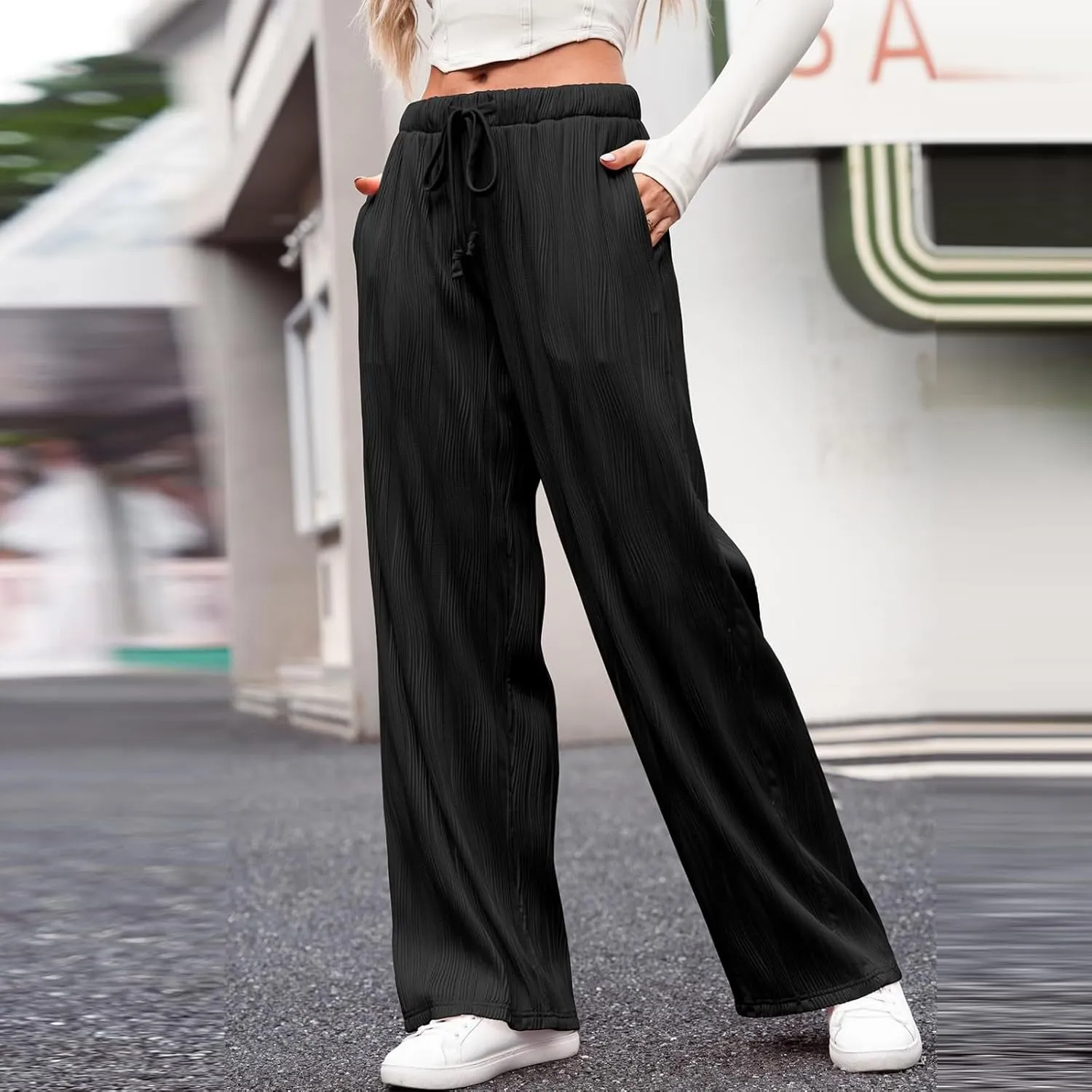 Baggy Sweatpants for Women Jogger Pant High Waisted Drawstring Waist Wide Leg Lounge Joggers Bottoms Sweat Pants