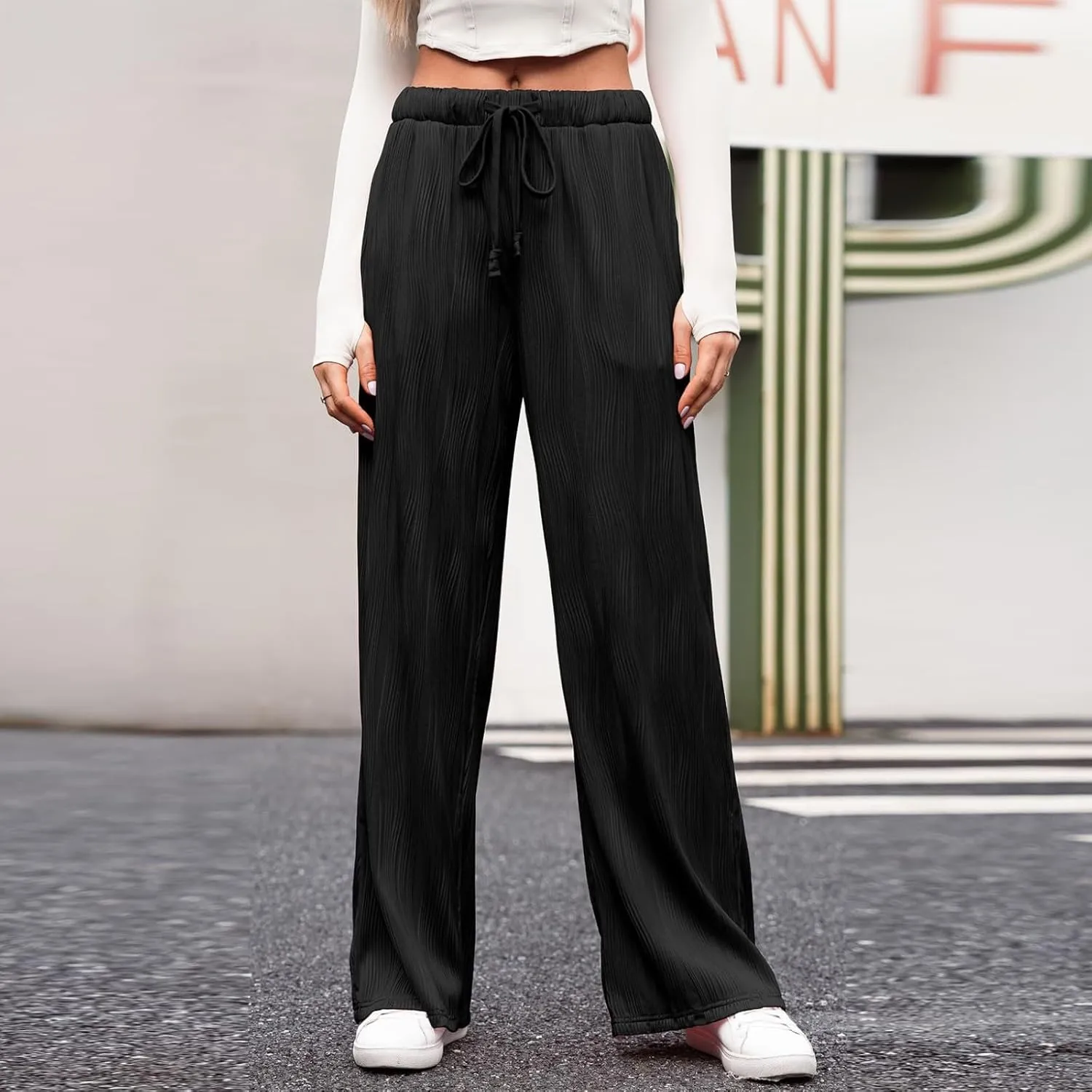 Baggy Sweatpants for Women Jogger Pant High Waisted Drawstring Waist Wide Leg Lounge Joggers Bottoms Sweat Pants