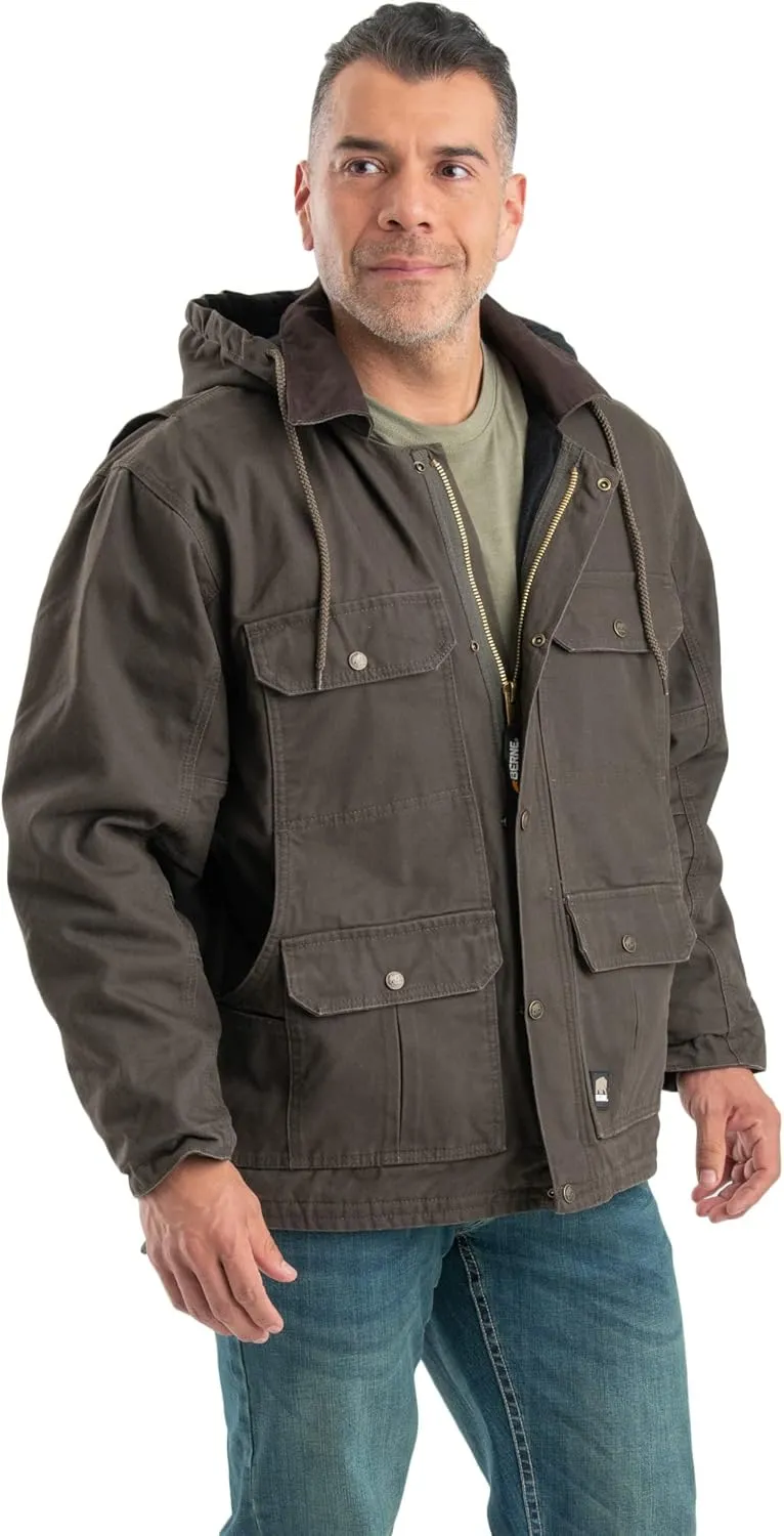 Berne Men's Heartland Washed Duck Zip-Off Hooded Work Coat