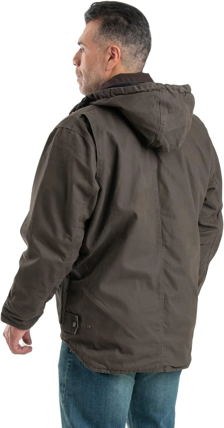 Berne Men's Heartland Washed Duck Zip-Off Hooded Work Coat
