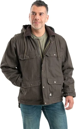 Berne Men's Heartland Washed Duck Zip-Off Hooded Work Coat