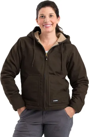 Berne Women's Sherpa-Lined Softstone Duck Hooded Jacket