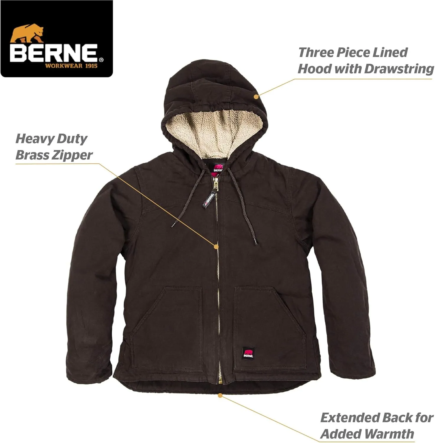 Berne Women's Sherpa-Lined Softstone Duck Hooded Jacket