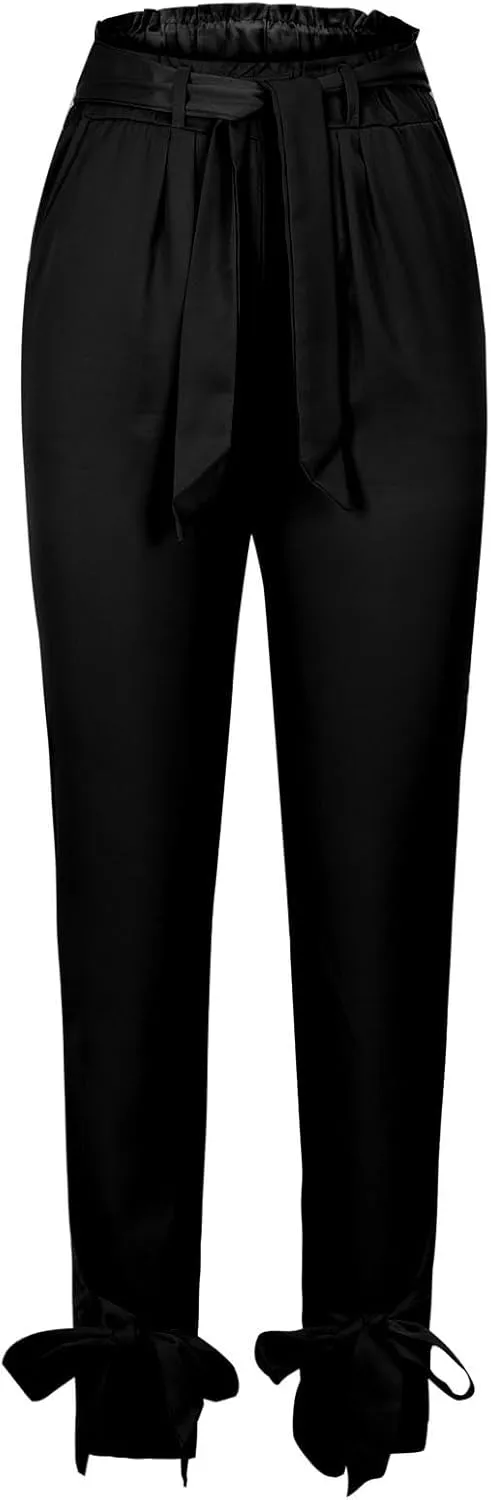 Bidobibo Work Pants Women High Waisted Drawstring Sweatpants Fall Fashion Bottoms Casual Straight Leg Trousers for Women