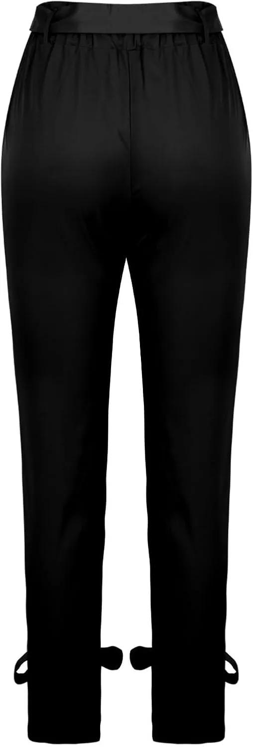 Bidobibo Work Pants Women High Waisted Drawstring Sweatpants Fall Fashion Bottoms Casual Straight Leg Trousers for Women