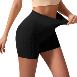 Biker Shorts Womens Clothes Tummy Control High Waisted Yoga Shorts Solid Color Ribbed Seamless Bottoms Summer Outfits
