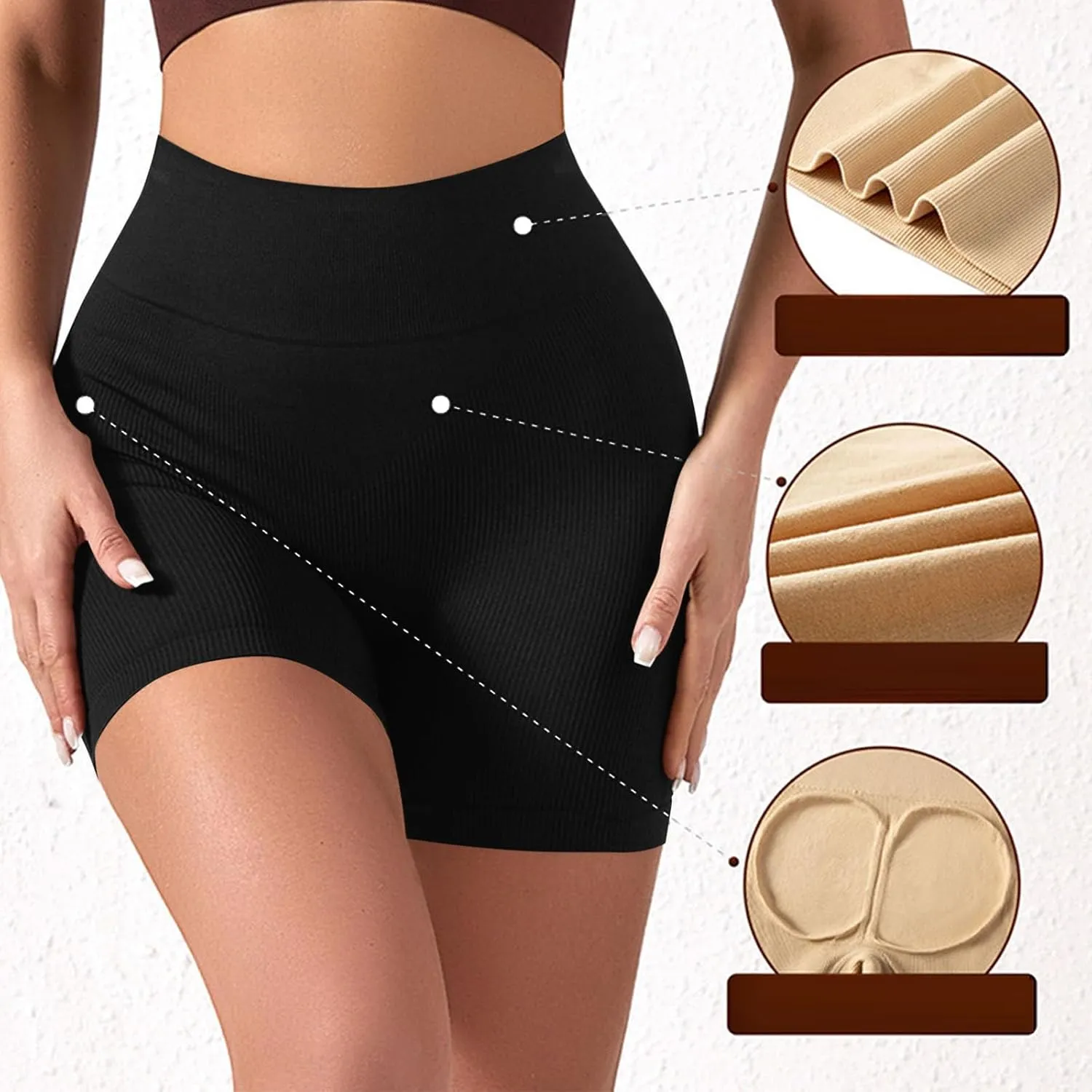 Biker Shorts Womens Clothes Tummy Control High Waisted Yoga Shorts Solid Color Ribbed Seamless Bottoms Summer Outfits