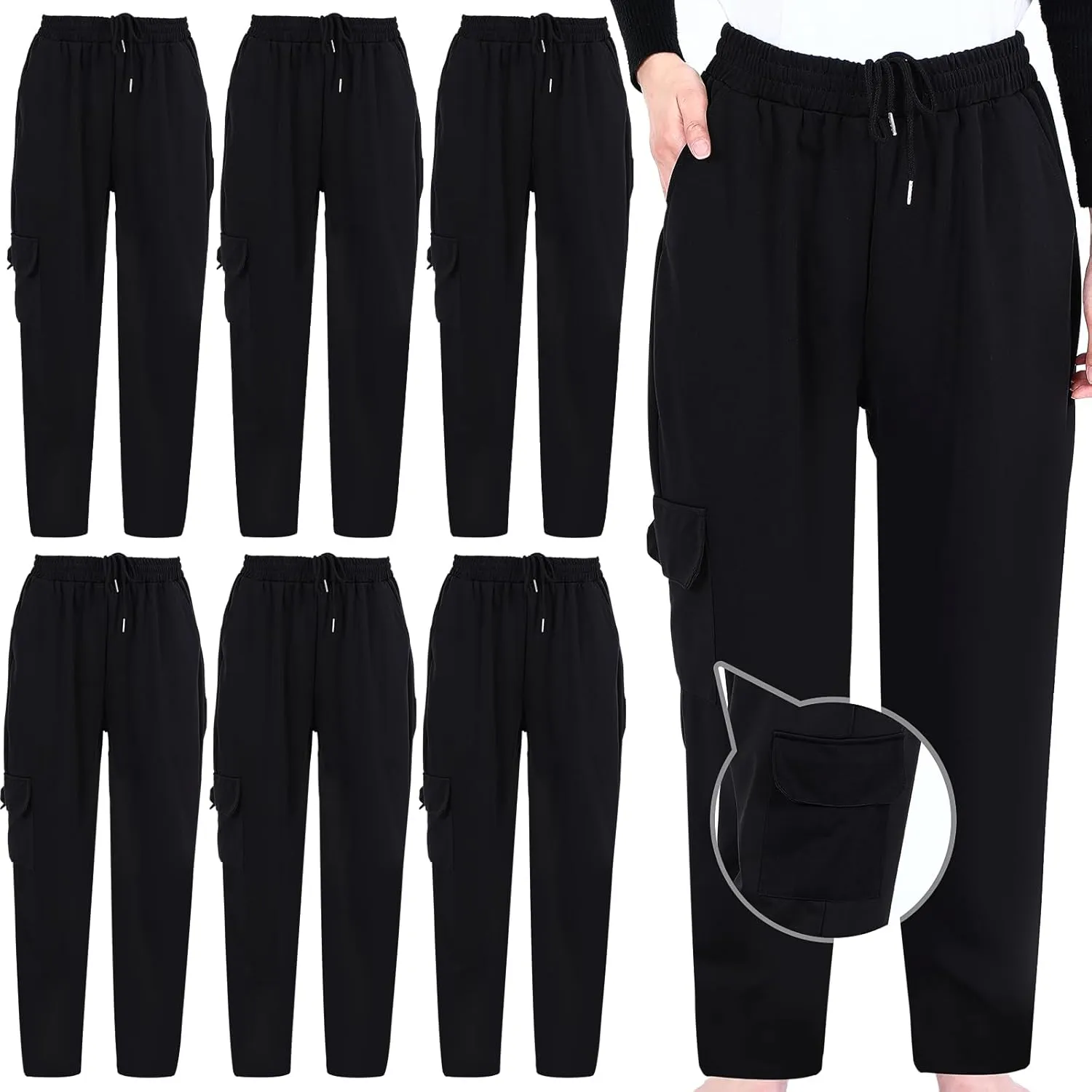 Blosssound Summer Men's Chef Pants Pack Classic 5 Pocket Chef Cargo Baggy Kitchen Pants with Elastic Waist