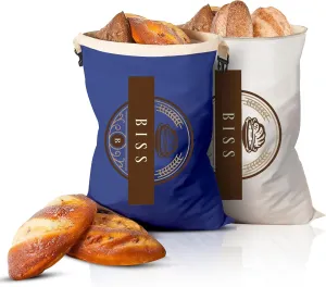 Bread Bags for Homemade Bread – 2-Pack XL Sourdough Bread Bags, Reusable, Freezer Safe, Perfect for Sourdough Storage, Gifting, and Bake Sales