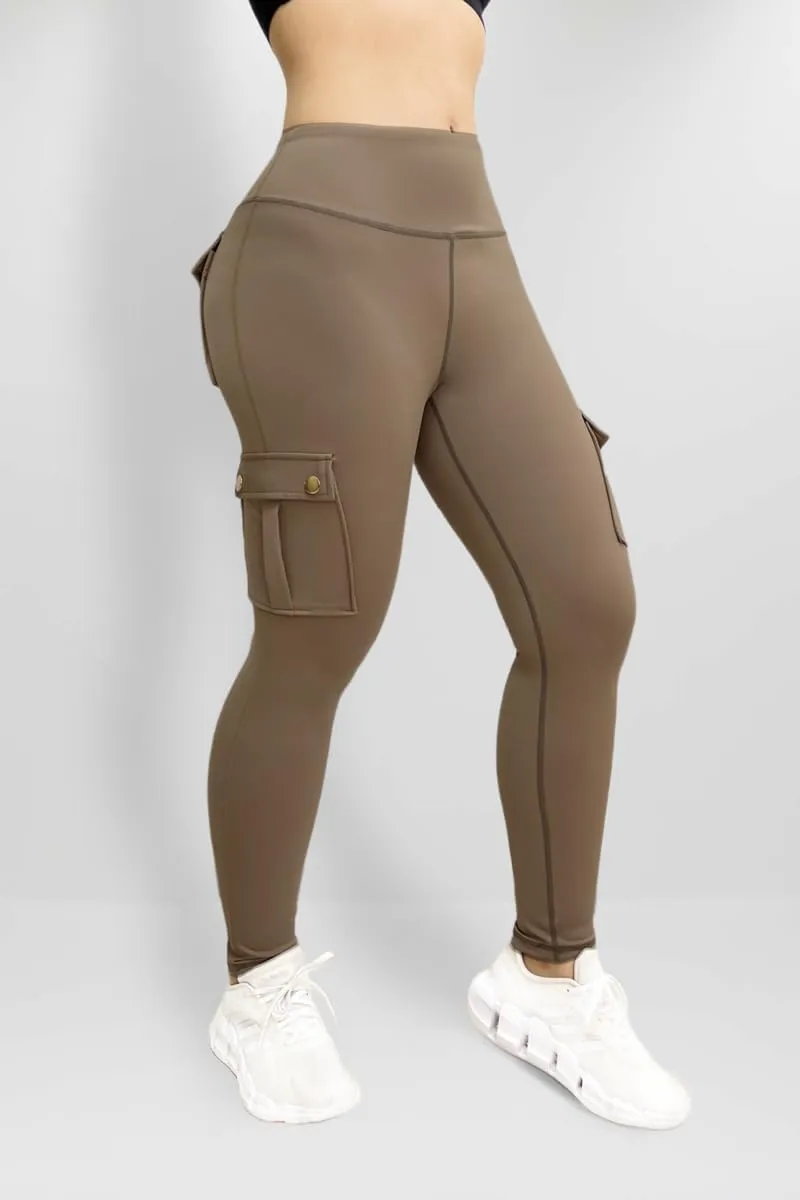 Cargo Leggings with Pockets for Women, Gym Workout Scrunch Butt Lifting Tummy Control High Waisted Womens Yoga Pants