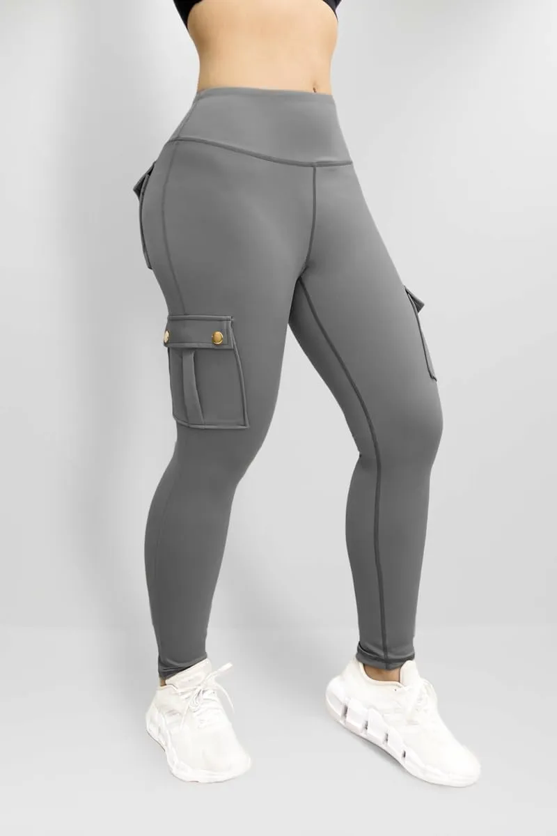 Cargo Leggings with Pockets for Women, Gym Workout Scrunch Butt Lifting Tummy Control High Waisted Womens Yoga Pants
