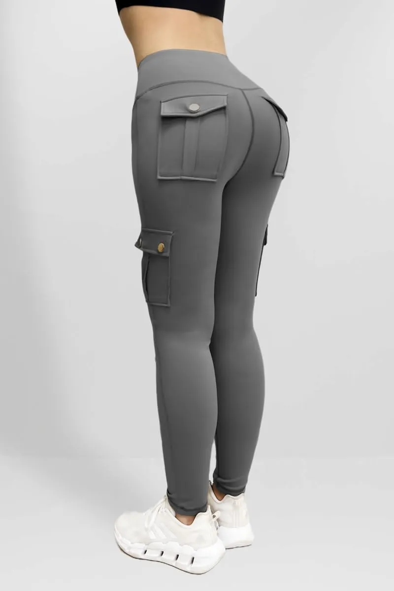 Cargo Leggings with Pockets for Women, Gym Workout Scrunch Butt Lifting Tummy Control High Waisted Womens Yoga Pants