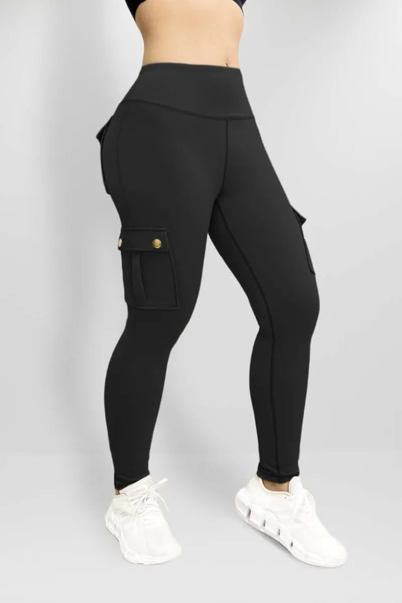 Cargo Leggings with Pockets for Women, Gym Workout Scrunch Butt Lifting Tummy Control High Waisted Womens Yoga Pants