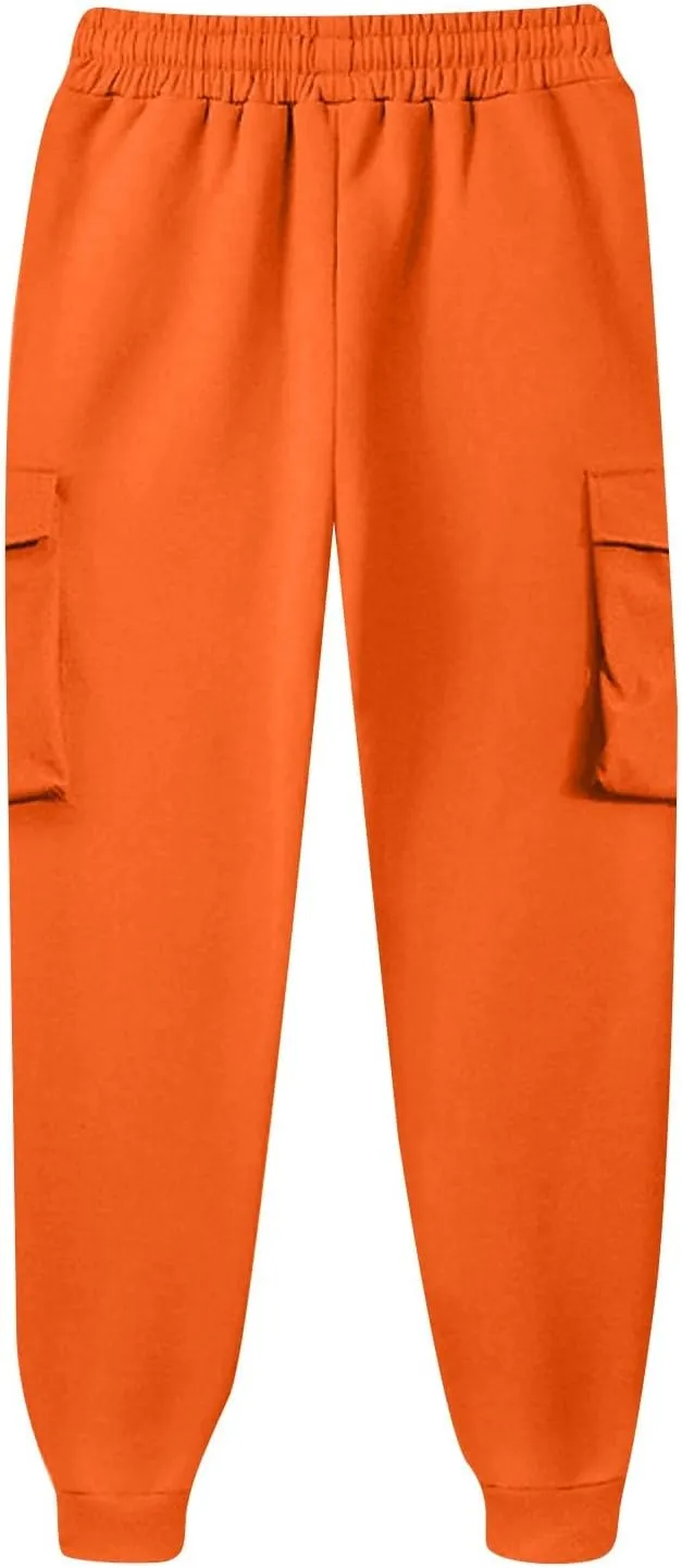 Cargo Sweatpants for Women Joggers Trousers Elastic High Waisted Wide Leg Bottoms Baggy Y2k Pants with Pockets