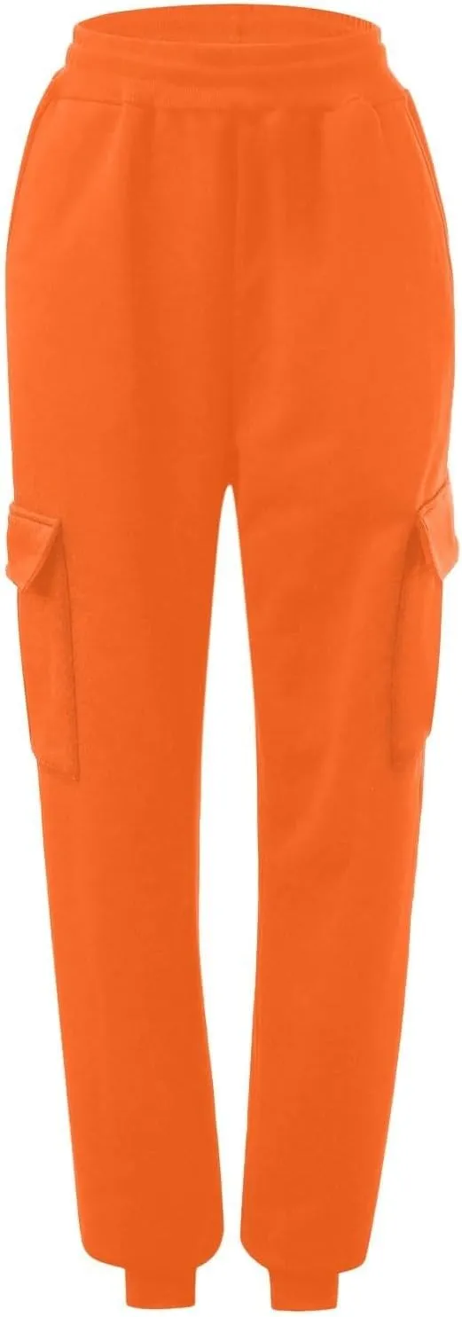 Cargo Sweatpants for Women Joggers Trousers Elastic High Waisted Wide Leg Bottoms Baggy Y2k Pants with Pockets