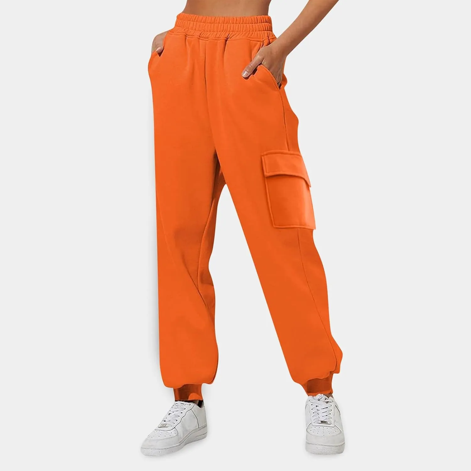 Cargo Sweatpants for Women Joggers Trousers Elastic High Waisted Wide Leg Bottoms Baggy Y2k Pants with Pockets