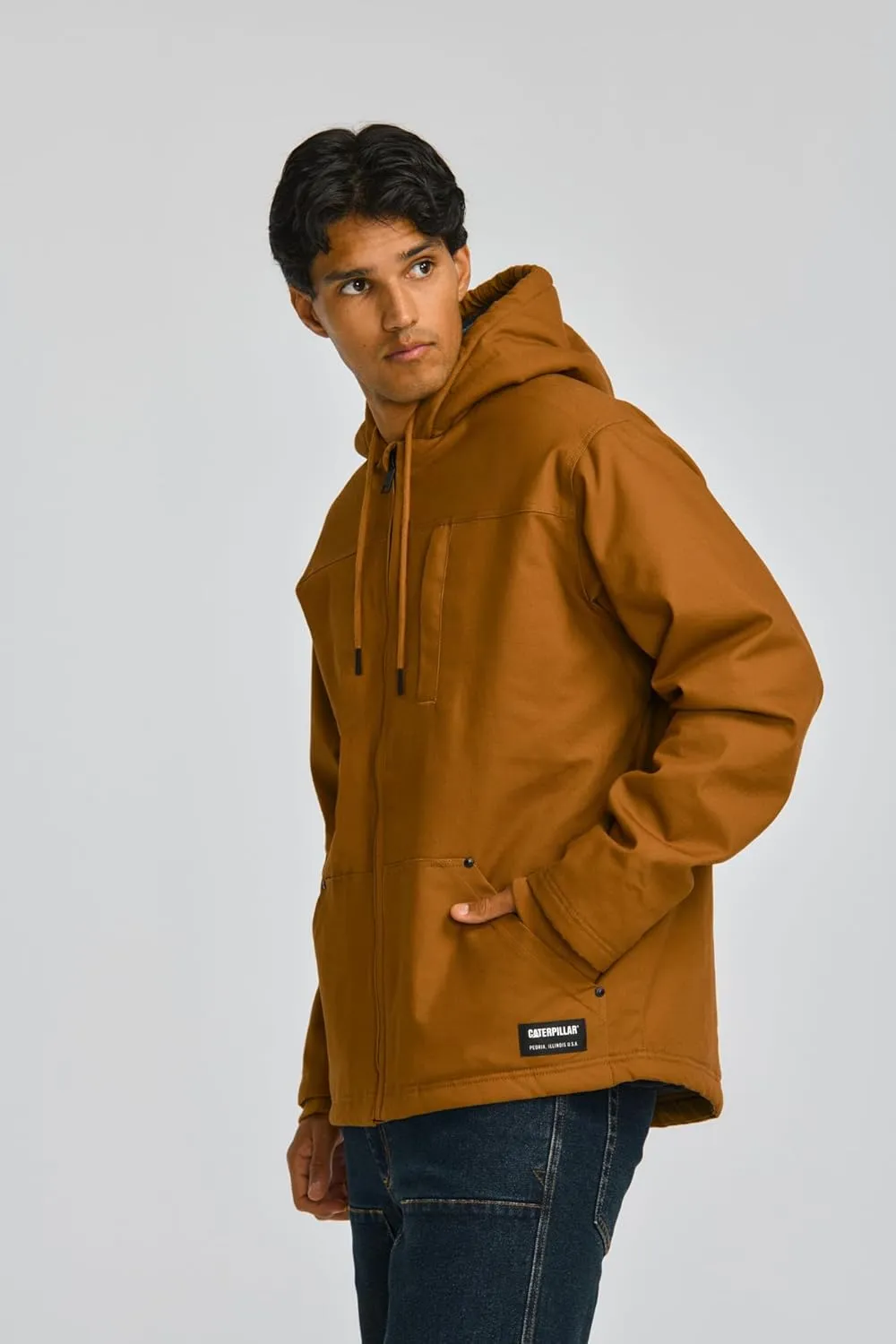 CAT Workwear Men's Caterpillar Hooded Sherpa Lined Zip Up Jacket