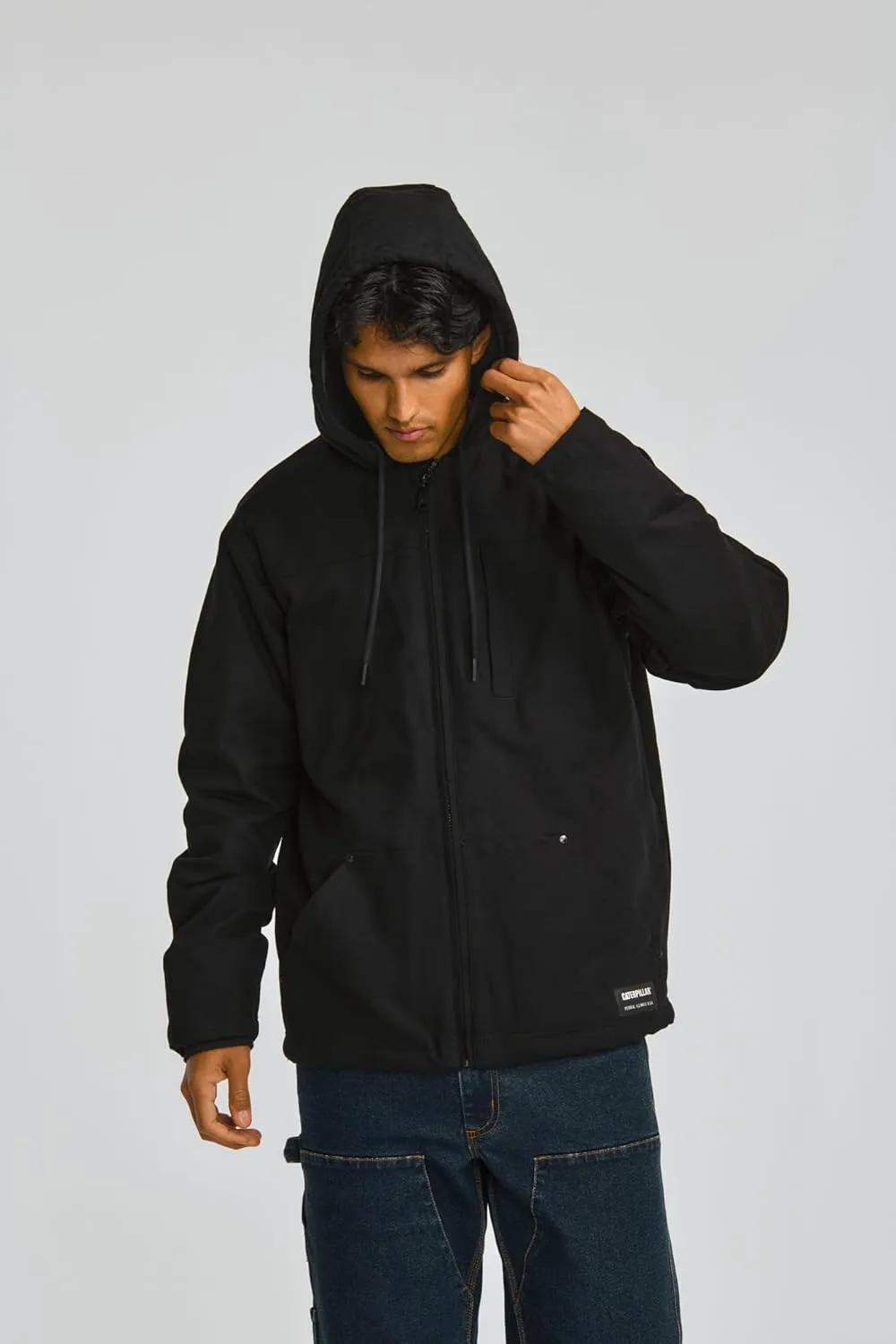 CAT Workwear Men's Caterpillar Hooded Sherpa Lined Zip Up Jacket