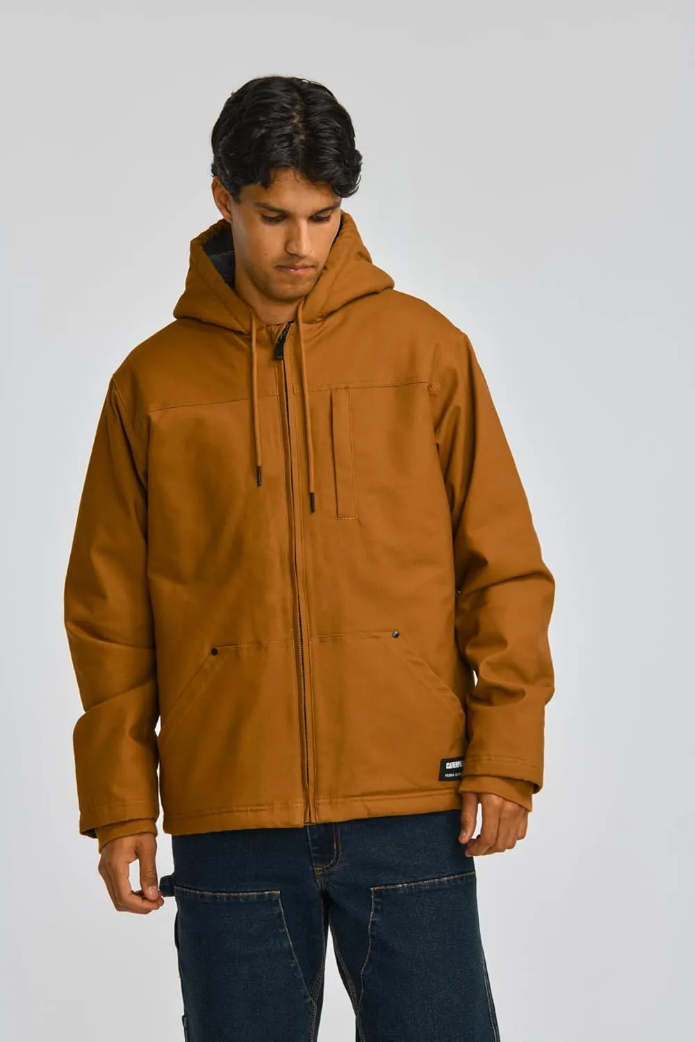 CAT Workwear Men's Caterpillar Hooded Sherpa Lined Zip Up Jacket