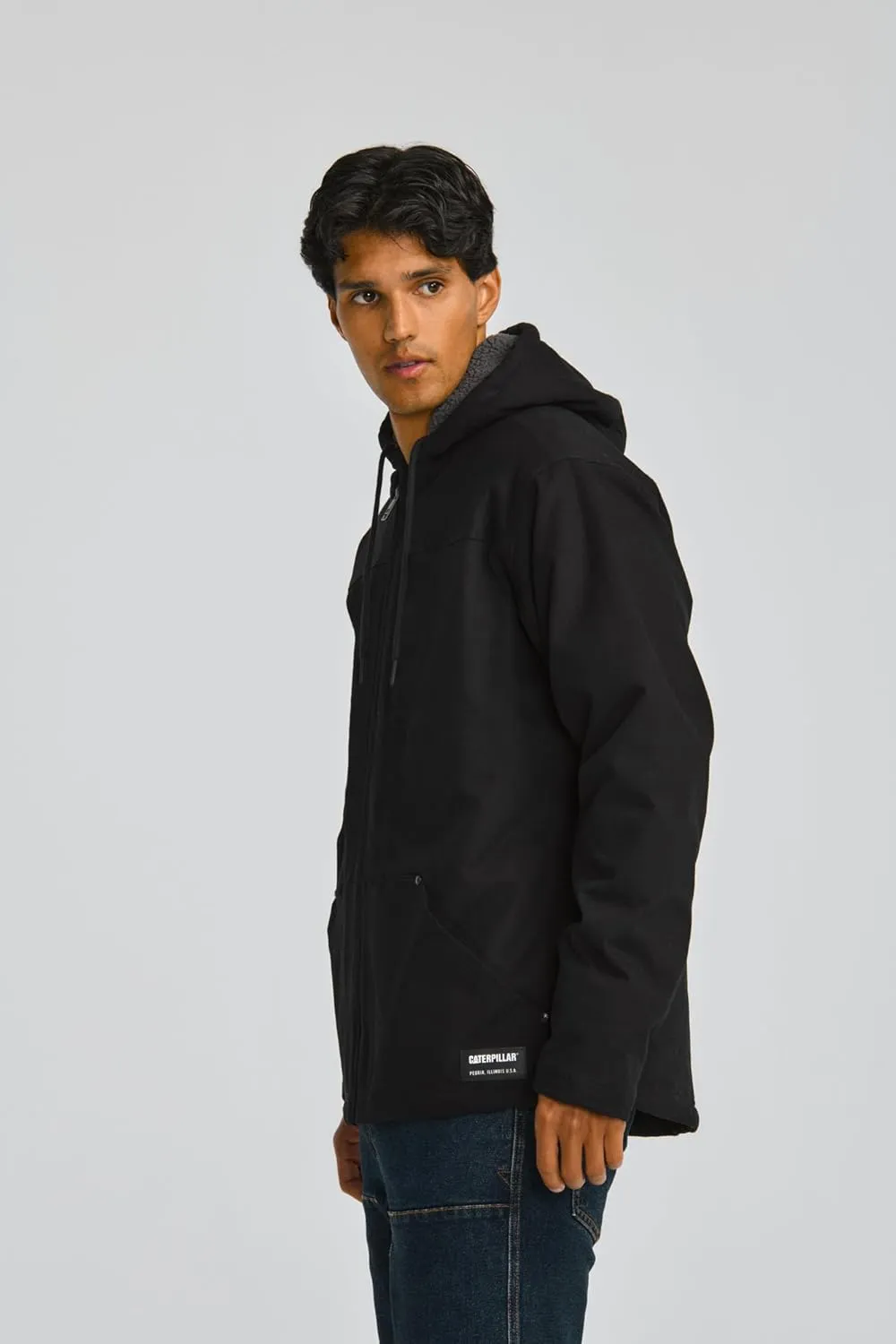 CAT Workwear Men's Caterpillar Hooded Sherpa Lined Zip Up Jacket