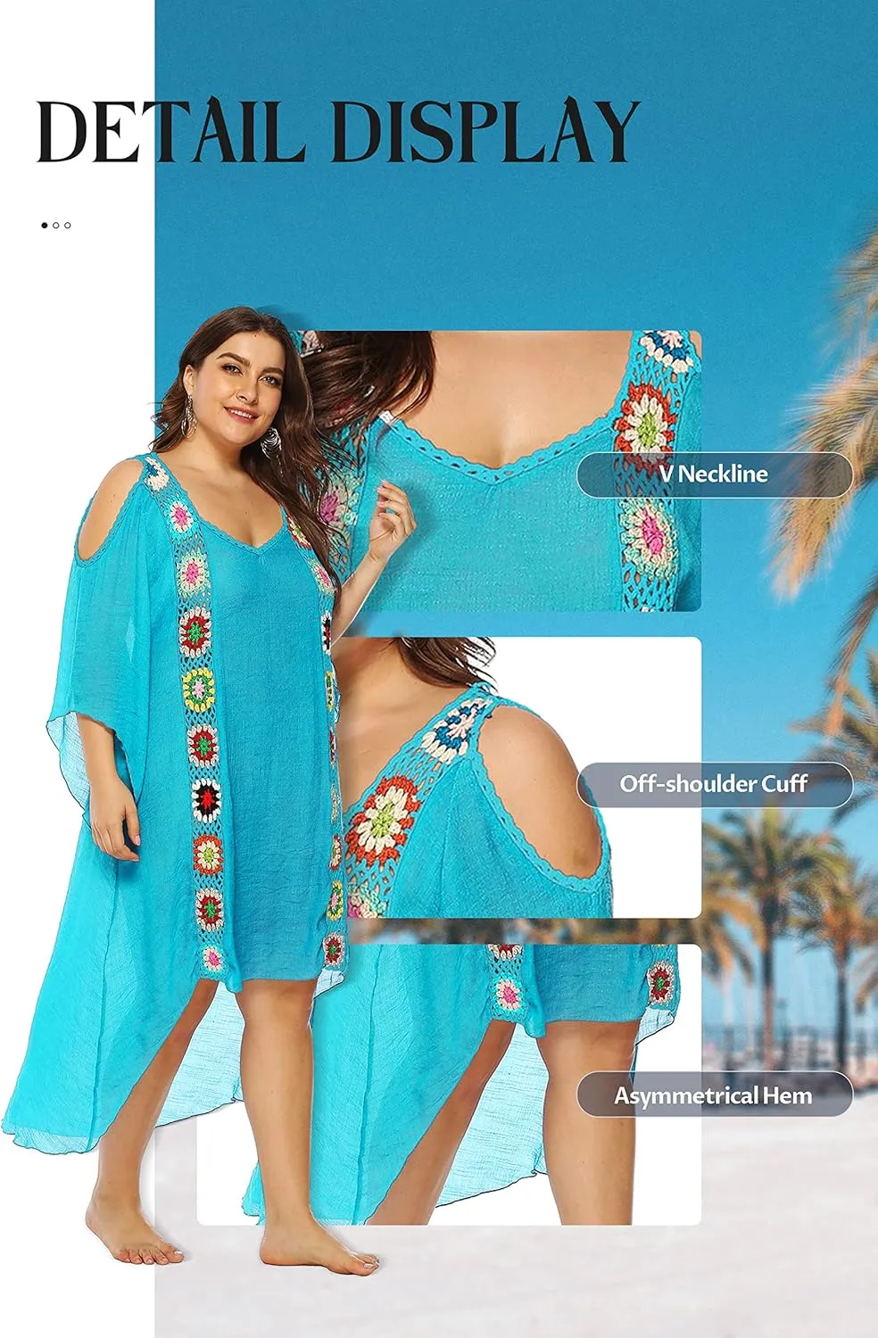 Chrisuno Women's Plus Size Bathing Suit Cover Ups Swimsuit Coverups Dress Soft Crochet Bikini Beach Skirt