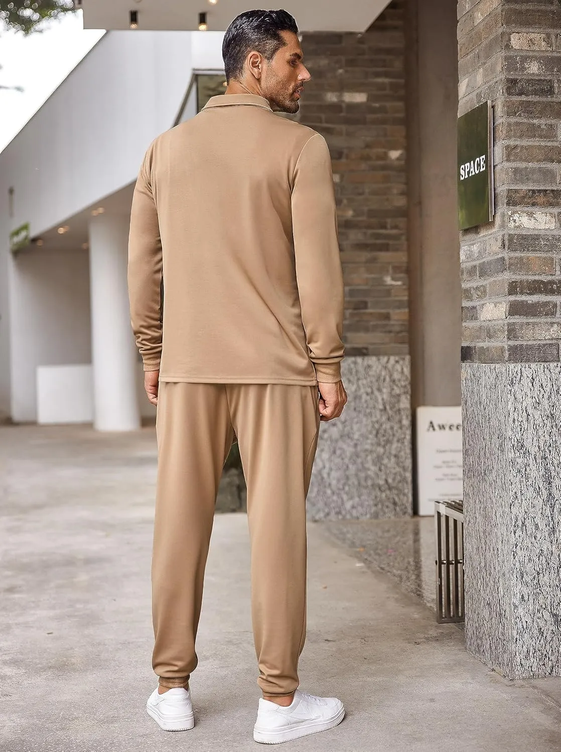 COOFANDY Men's Tracksuit 2 Piece Quarter Zip Polo Athletic Sweatsuits Casual Running Jogging Sport Suit Sets