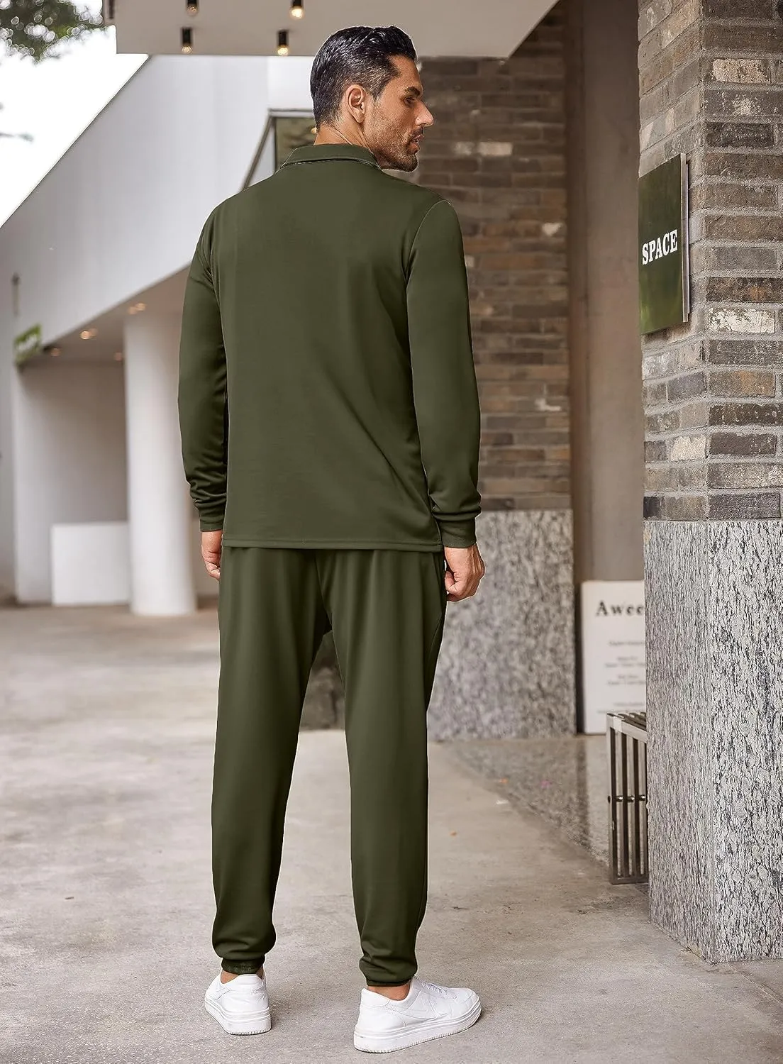 COOFANDY Men's Tracksuit 2 Piece Quarter Zip Polo Athletic Sweatsuits Casual Running Jogging Sport Suit Sets