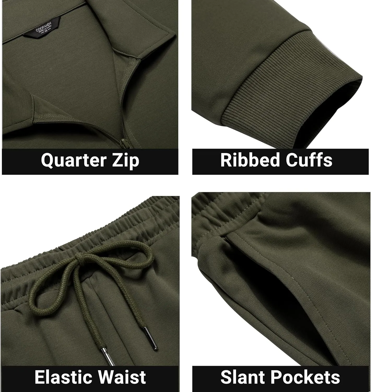 COOFANDY Men's Tracksuit 2 Piece Quarter Zip Polo Athletic Sweatsuits Casual Running Jogging Sport Suit Sets