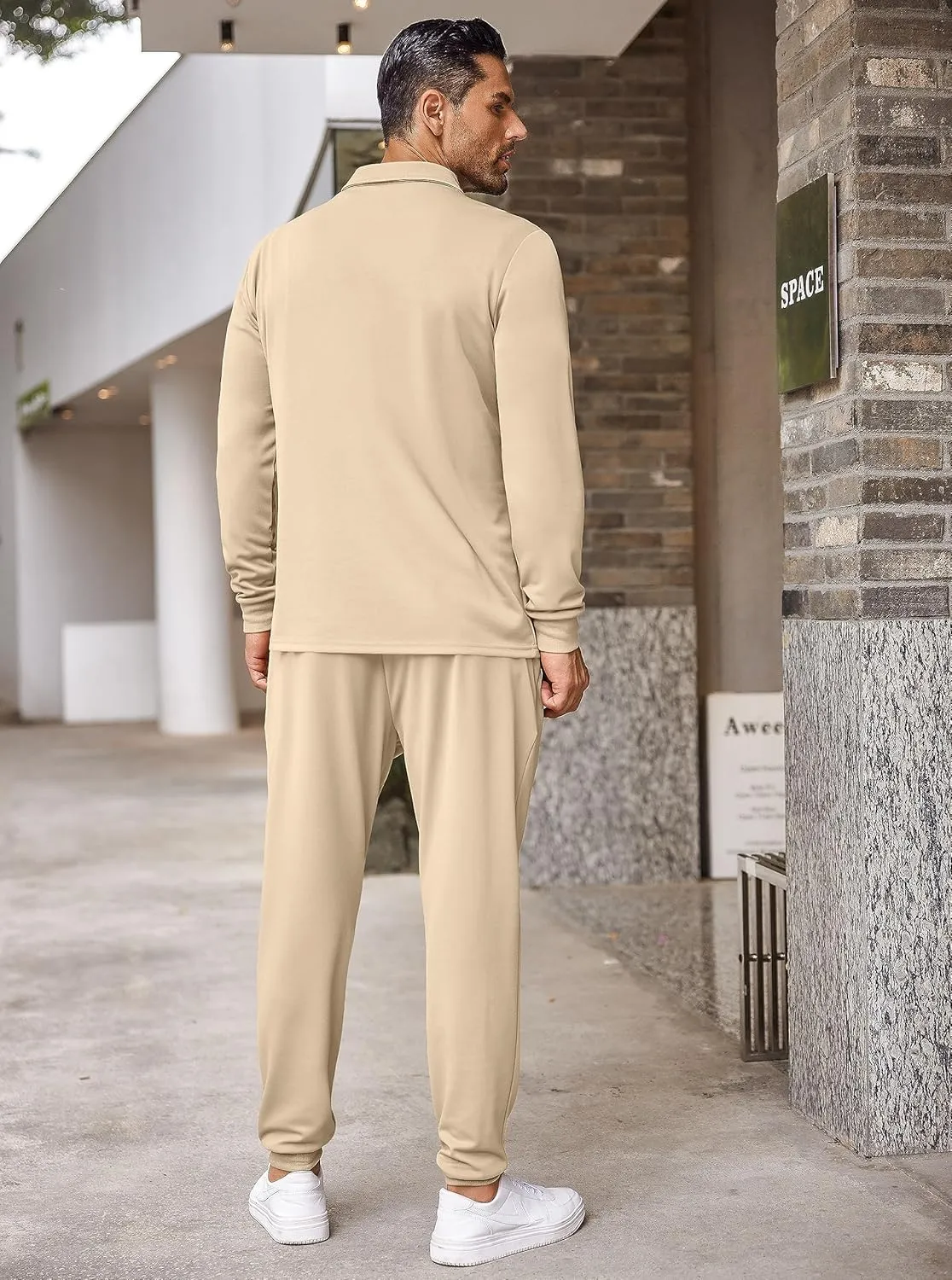 COOFANDY Men's Tracksuit 2 Piece Quarter Zip Polo Athletic Sweatsuits Casual Running Jogging Sport Suit Sets